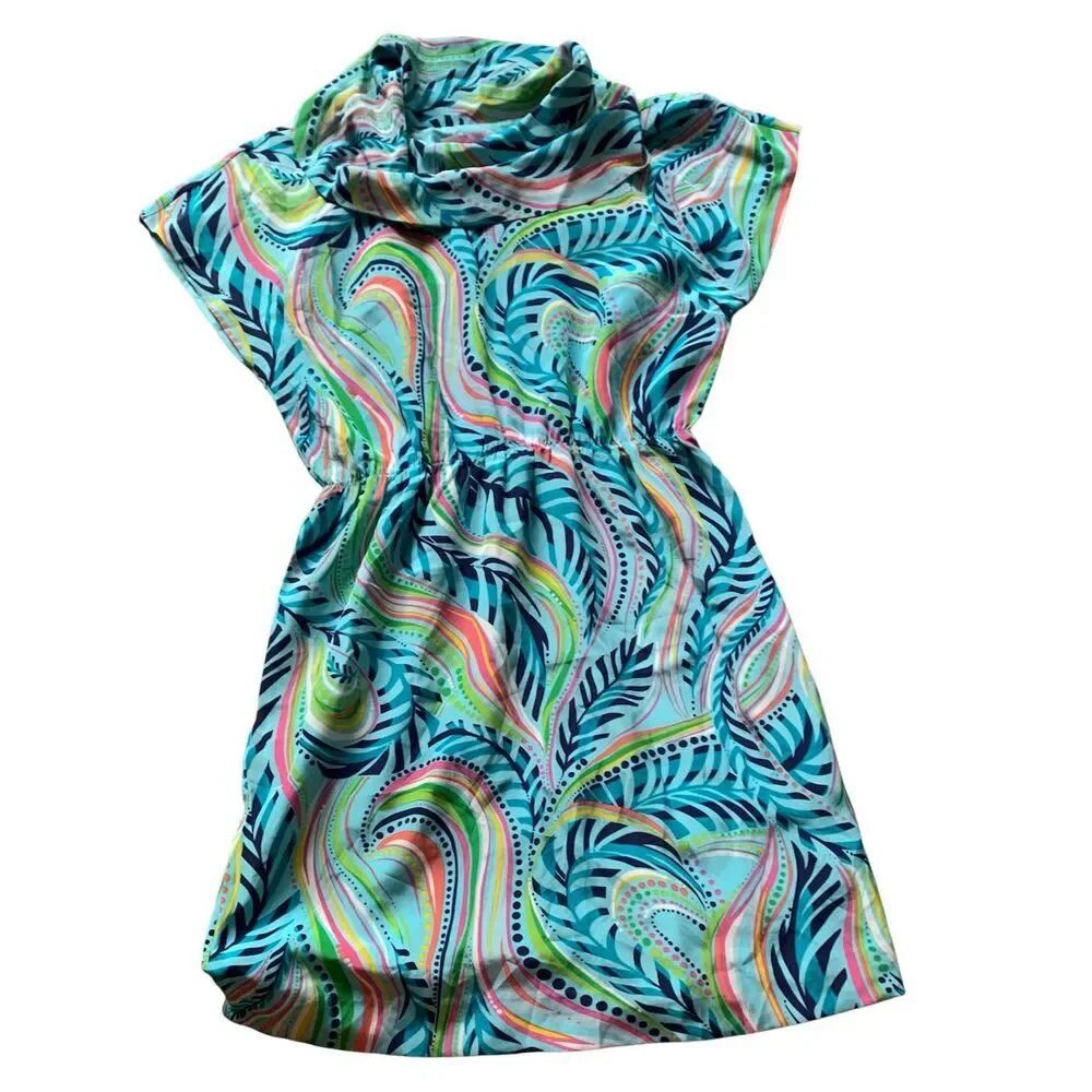 NEW NWOT LILLY PULITZER Harlow Sea Me Silk Cowl Neck Dress sz M